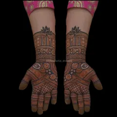 A simple yet beautiful design for the hands. This pattern uses lotus motifs and clean lines, perfect for someone who wants an elegant but less heavy look.
