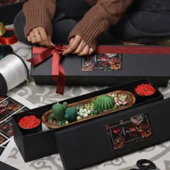 My 'Phool aur Kante' gift box is the perfect pick for thoughtful gifting. It combines the beauty of rose candles with the uniqueness of a cactus and succulent wooden bowl candle.