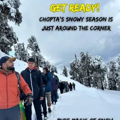 Get ready! Chopta's snowy season is just around the corner. Imagine trekking through this pure magic of snow with us.
