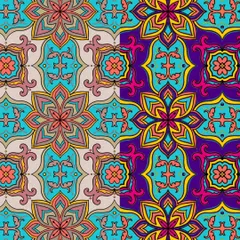 A side-by-side comparison of the vibrant and pastel versions of the intricate pattern, highlighting the impact of color.