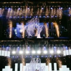 We love a grand sangeet entry. This one featured a massive stage, a custom-built heart structure, and a perfectly timed pyro show that left everyone breathless. We turn your sangeet into a concert-level experience.