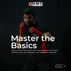 Our philosophy is to master the basics. Fancy moves are great, but solid fundamentals in striking and defense are what win fights.