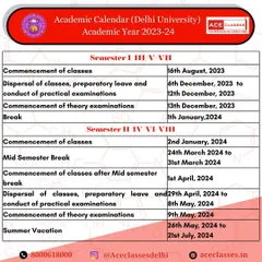 Plan your year with the official Delhi University Academic Calendar for 2023-24. Know your class commencement dates, exam schedules, and vacation periods for all semesters.