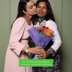 My darling student Deepa, who is innocent, loving, and so talented. It's a joy to see my students ready to start their careers.