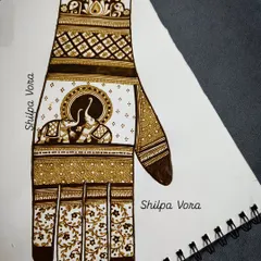 This is a practice sheet where I've sketched a full hand design featuring elephants. We use these templates to perfect complex compositions before trying them on skin.