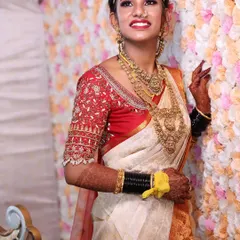 The joy of a bride on her wedding day is everything. Here is my bride Varsha, looking radiant and happy, ready for her muhurtham ceremony.