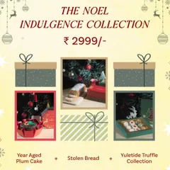 The Noel Indulgence Collection is one of my premium Christmas hampers, featuring a Year-Aged Plum Cake, Stollen Bread, and the Yuletide Truffle Collection.