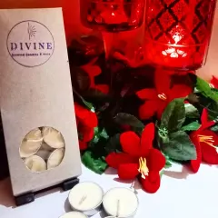 For a limited time, I'm offering a special deal on my premium unscented soy wax tealights. This image shows the simple, eco-friendly packaging I use.