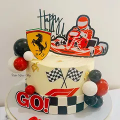 Ferrari dreams and frosting swirls. This go-kart racing cake is a true winner on and off the track.