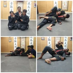 A collage from our kids' Brazilian Jiu-Jitsu class at The Dojo. You can see them having fun while learning practical techniques like taking the back and applying submissions safely.