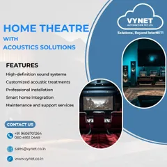 Our home theater service is a complete package. We focus heavily on customized acoustic treatments and high-definition sound systems to ensure the audio is just as breathtaking as the visuals on screen.