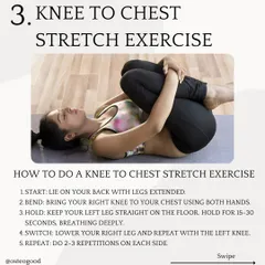 The Knee-to-Chest stretch is a simple way to release tension in the lower back and glutes. I often recommend this to patients to help alleviate stiffness, especially after long periods of sitting.