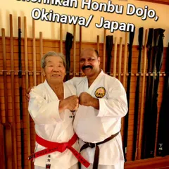 With my teacher at the Shorinkan Honbu Dojo in Okinawa, Japan. This connection is the heart of my teaching. I ensure that the karate you learn here is the same pure, traditional martial art practiced at its source.