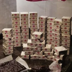 This was a late night of packing 100 brownie boxes for a baby shower. Seeing them all stacked up like this, ready to go out as return gifts, is such a satisfying feeling. I can handle bulk orders for your parties and corporate events too.