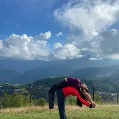 Yoga is often a personal journey, but it is powerful when shared. On my retreats, we support each other, practice together, and build a community against the backdrop of the world's most stunning landscapes, like these mountains in Nepal.