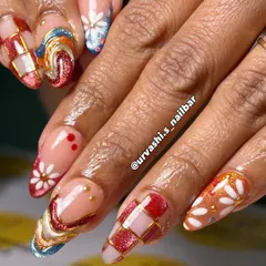 This royal-themed set is perfect for a grand celebration. I used deep crimson, gold accents, and hand-painted florals with checkerboard patterns to create a look that feels rich in heritage and luxury.