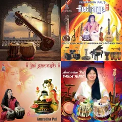 A collage of some of my fusion and collaborative album covers, including 'Recharge Plus' and 'Tabla Tonic'. These albums explore the exciting space where tabla meets jazz, rock, and electronic music.