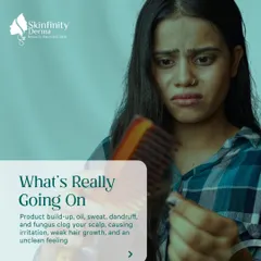 Wondering what's really going on with your scalp? Product build-up, oil, sweat, and fungus can clog follicles, leading to irritation and weak hair growth. Understanding the cause is the first step to solving the problem.
