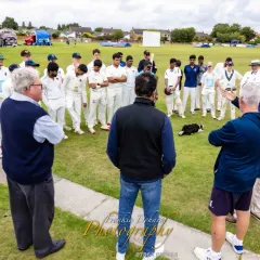 I make it a point to be on the ground, guiding players at every step. Here, I am addressing both teams after a match at the Ainsdale Cricket Club, discussing strategy and sportsmanship. This is where you build your fighting spirit.