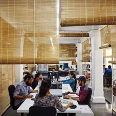 This is my own design studio in Mumbai, a flexible workspace organized by bamboo screens and shelves of architectural models. It is a working laboratory for the ideas of transparency, flexibility, and craftsmanship that I apply to all my projects.
