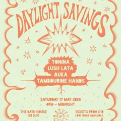 The poster for the Daylight Savings party in London. The retro, psychedelic art style was a perfect match for the groovy, sun-drenched vibe of the event.