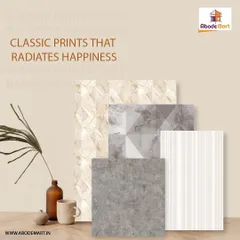 Our classic prints offer timeless appeal for any home. This image displays a sample of our versatile designs, including geometric marble, textured concrete, and simple stripes, all of which provide a foundation for beautiful interior design.