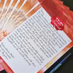 This was part of a large project for Bhima Jewelers, where I hand-lettered 50 personal notes for their Diwali campaign. I handle bulk orders for corporate communications, ensuring each piece still feels personal and heartfelt.