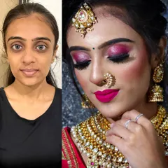 Another angle of this incredible bridal transformation. You can see how the makeup completely changes her look while still complementing her features.