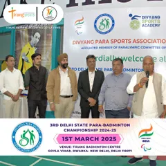 Dignitaries and organizers at the inauguration of the 3rd Delhi State Para-Badminton Championship. Hosting this event is a great honor for me and my team.