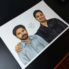 This custom colour pencil sketch of a father and son was a heartfelt commission from Andhra Pradesh. I merged two photos to create this single portrait showing their bond.
