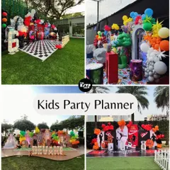 A collage showing the range of my kids' party planning services. I can create any theme you can dream of, in any location.