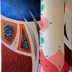These pillars were transformed with a colorful, abstract mural. We can turn any surface, no matter the shape or size, into a one-of-a-kind piece of art that makes a bold statement.