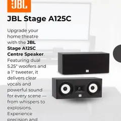 The JBL Stage A125C is a dedicated center channel speaker, crucial for clear dialogue. Its dual woofers ensure that every word is heard crisply, from a faint whisper to a loud shout.