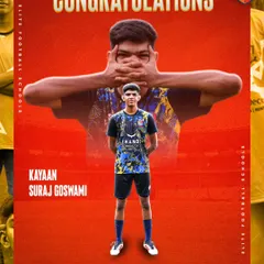 Congratulations to Kayaan Suraj Goswami on his selection for the Maharashtra State Coaching Camp. This is a huge achievement and a testament to his hard work.