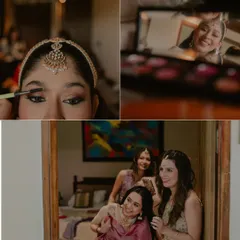 The getting-ready process is always more fun with friends. We captured these candid moments of the bride sharing laughs with her bridesmaids.