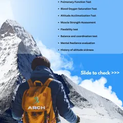 Are you planning a high-altitude hike? This graphic lists the essential eligibility tests we conduct, from cardiovascular fitness to a mental resilience evaluation, to ensure you're prepared.