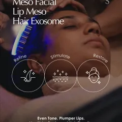 Our rituals are multi-faceted, designed to refine, stimulate, and restore. Here, you can see the application of our Hair Exosome treatment, which contributes to a healthier scalp and improved hair density over time.