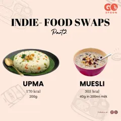 For a warm and savory breakfast, Upma is a fantastic choice with fewer calories than a bowl of muesli. It's a great way to start your day with a nutritious Indian dish.