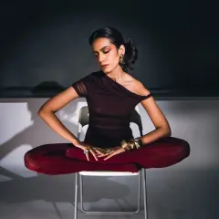 A conceptual shot playing with gravity and form. I love creating surreal, eye-catching images like this that tell a story and push the boundaries of a standard fashion portrait.