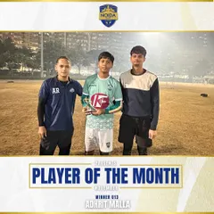Recognizing our November Player of the Month for the U13 category, Adhrit Malla. This award celebrates his hard work and performance on the pitch.
