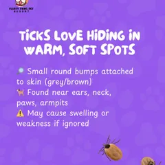 Ticks love to hide in warm spots like near the ears, neck, and paws. Our thorough grooming process includes checking these areas carefully to ensure your pet is free from these pests.