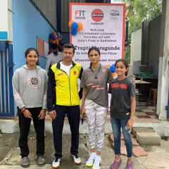 Our students with ex-Indian international badminton player Trupti Murgunde during a special event organized with Fit India and Indian Oil.