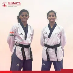 Taekwondo athletes Mrunali Harnekar and Vasundhara Chede, who qualified for Phase 2 Selection Trials for the Asian Taekwondo Championship.
