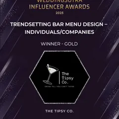 Our commitment to creativity and excellence has been recognized by the industry. We are proud to have won the Gold award for 'Trendsetting Bar Menu Design' at the WeddingSutra Influencer Awards, a testament to our passion for innovation.
