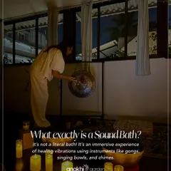 What exactly is a sound bath? It's not a literal bath, but an immersive experience of healing vibrations from instruments like gongs, singing bowls, and chimes, as demonstrated here.