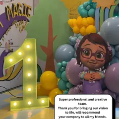 "Super professional and creative team." A lovely review from a client for whom we created a colorful first birthday party.