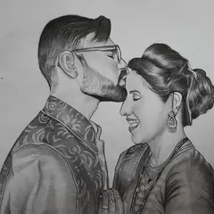 An intimate moment between a couple, captured with graphite pencils. This A3 size drawing was a commission work where the goal was to show their affection and create a truly personal piece of art.