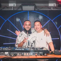 Behind the decks with a fellow artist at Decibleone. My "Old School Hip Hop Night" is all about collaboration and celebrating the classics together.