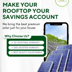 **Make your rooftop your savings account with the best premium solar.** Why choose me? Because I offer a 25-year panel warranty, a 100% inverter warranty, and only use the best quality solar panels available on the market.