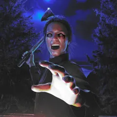 A variation of the 'Flicker Island' scene with different color grading. The intense blue lighting gives the image a colder, more moonlit feel compared to the original's fiery glow.